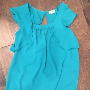 Flutter sleeve blue top